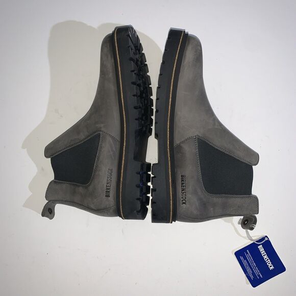 Birkenstock Boots Womens US 10 Grey Leather Chelsea Lug Sole Ankle Pull On EU 41 - Picture 7 of 11